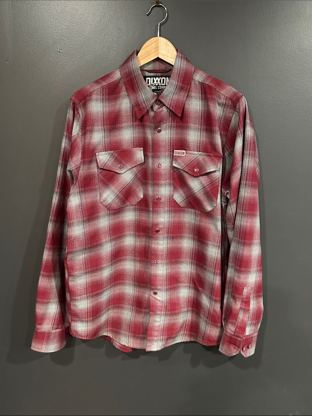 DIXXON Burgundy and White Plaid Button-Down Shirt